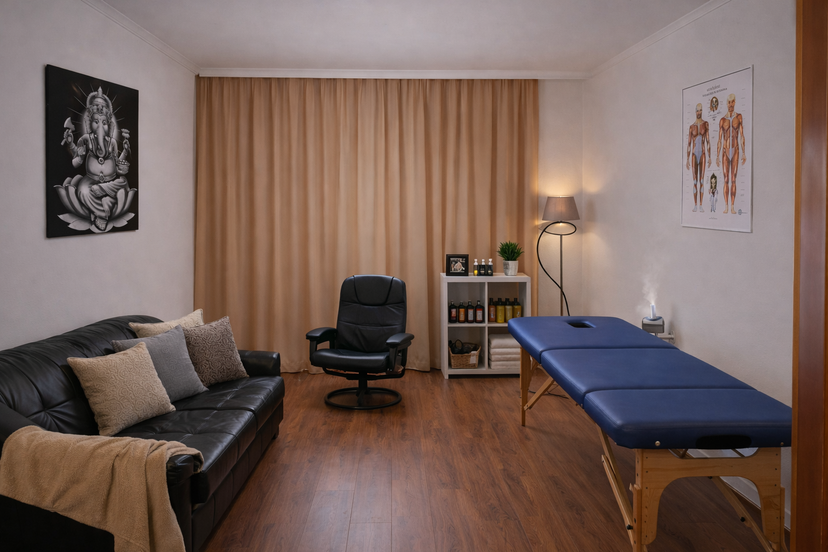 Aromaterápiás kezelőszoba relaxációs környezetben
